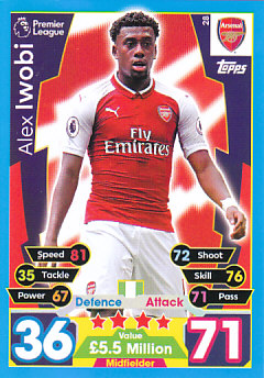 Alex Iwobi Arsenal 2017/18 Topps Match Attax #28